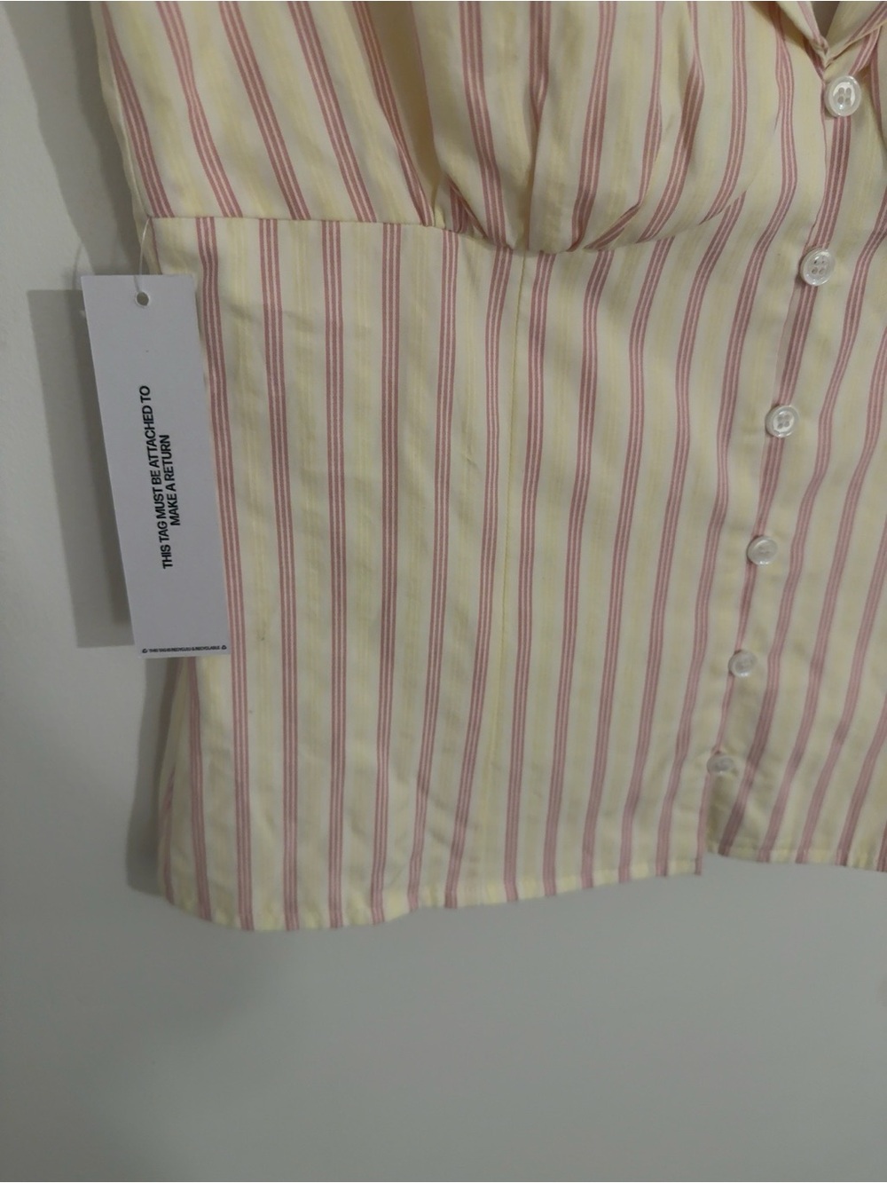 NWT Princess Polly Ellis Island Pink Stripe Collared Top US 6 Coastal Preppy - Picture 10 of 10